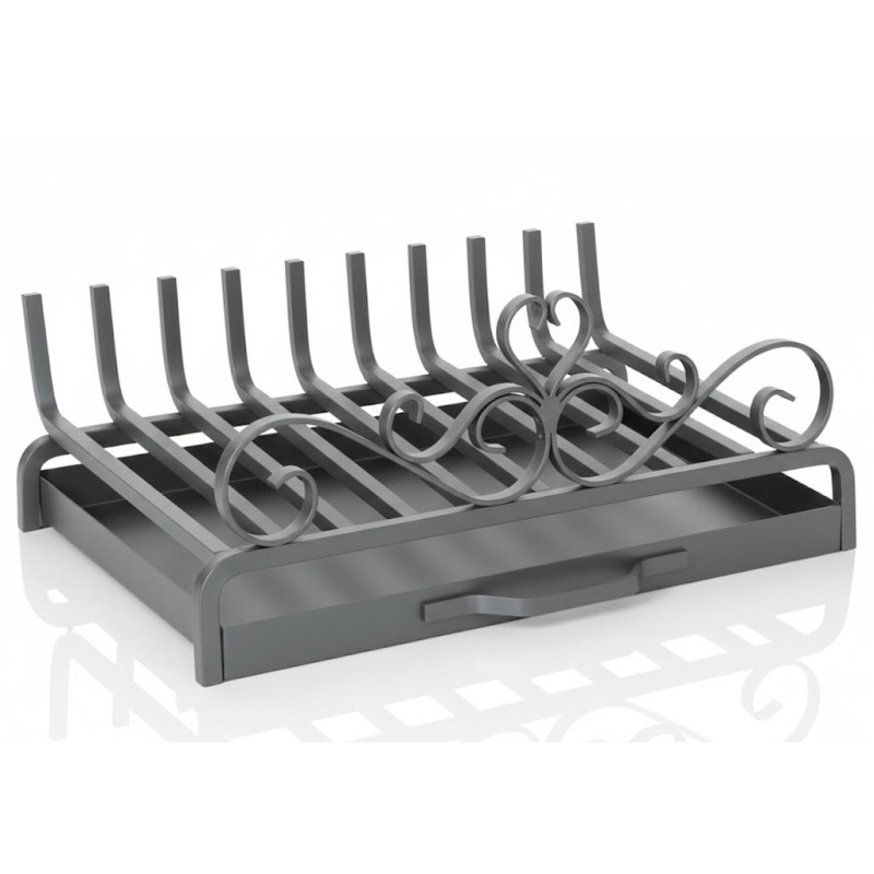 Parrilla Chimenea Clasica Hierro Antracita con Cajón 54x40x25 cm | Ideal para Chimeneas y Barbacoas