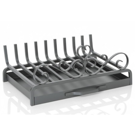 Parrilla Chimenea Clasica Hierro Antracita con Cajón 54x40x25 cm | Ideal para Chimeneas y Barbacoas