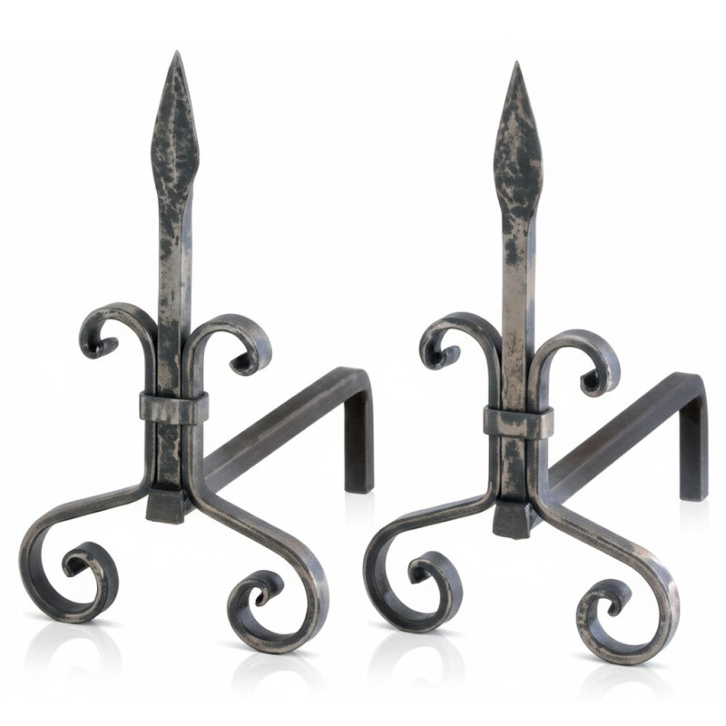 Juego de Morillos para Chimenea 46x42 cm | Soporte Hierro Forjado para Leña | Para sostener Troncos de Madera