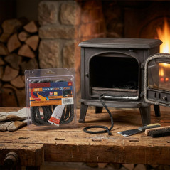 Vedação em fibra de vidro preta 4 mm 2,5 m + adesivo refratário | Vedação para porta de fogão