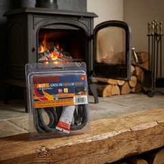 Vedação em fibra de vidro preta de 12 mm x 2,5 m + adesivo refratário | Vedação para porta de fogão