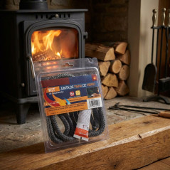 Junta Fibra Vidrio Negra 20x2 mm Autoadhesiva | Estanqueidad Puerta Estufa