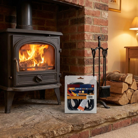 Guarnizione in fibra di vetro nera 10x2 mm autoadesiva | Guarnizione per porta stufa