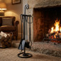 Juego de Accesorios para Chimenea de Hierro Forjado 72 cm negro | Utensilios para Limpieza de Estufas y Chimeneas