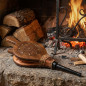 Fole de madeira e couro com gravuras de fogo, 45 cm | Soprador manual para lareira e churrasqueira