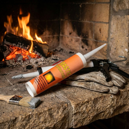 Silicone gris haute température 310 ml Résistant à 300 °C | Mastic d'étanchéité pour cheminée
