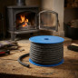 Guarnizione in fibra di vetro rotonda nera in rotolo da 12 mm, 25 m | Sigillatura stufe Guarnizione in fibra di vetro rotonda nera in rotolo da 12 mm, 25 m | Sigillatura stufe