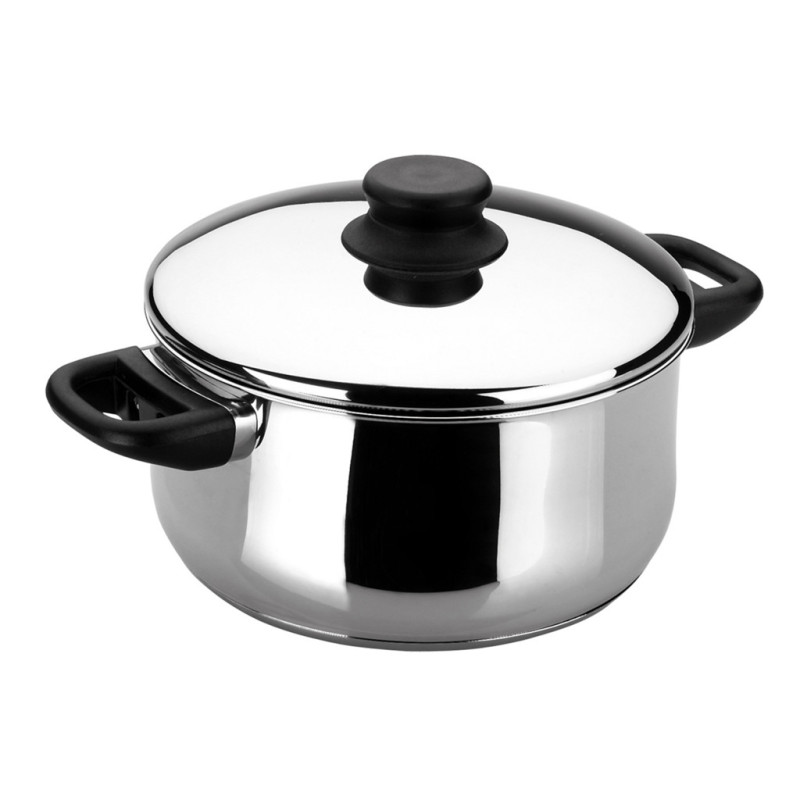 Casserole Lacor 20 cm en acier inoxydable avec couvercle | Compatible tous feux | Capacité 2 L et hauteur 10 cm | Lavable au lav