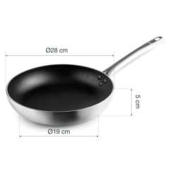 Padella in alluminio da 28 cm | Adatta a tutti i tipi di fornelli | Rivestimento antiaderente | Manico ergonomico | Altezza 5 cm