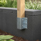 Square metallic wall anchor 7 x 7 cm, 15 cm base, ideal for garden