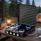 4-Burner Gas Stove with Lid | Portable Cooker | Butane and Propane Gas | Stainless Steel Body | Adjustable Heat