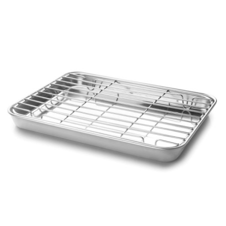 Lacor Edelstahl-Drahttabletts | 40,5 x 30,5 cm | Ofen-, kühlschrank- und gefriergeeignet | Spülmaschinenfest