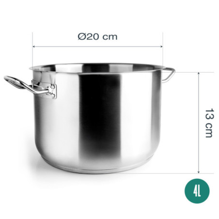 Cacerola sin Tapa 24 cm Acero Inoxidable Lacor | Para Todo Tipo de Cocinas | Capacidad 4,2 L | Apto para Lavavajillas