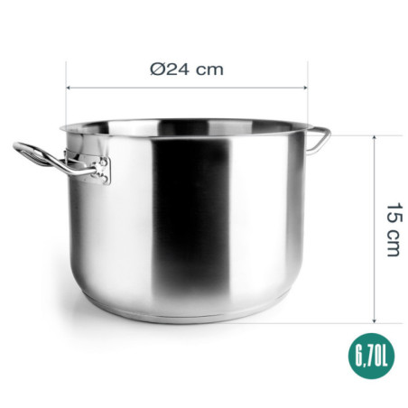 Lacor 24cm Stainless Steel Casserole Dish without Lid | Suitable for All Stovetops | 6.7L Capacity | Dishwasher Safe
