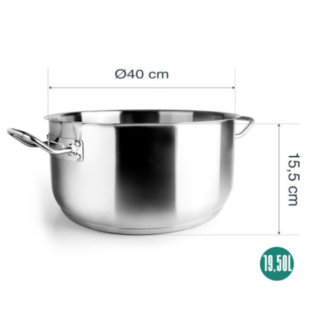 Lacor Edelstahl-Auflaufform, 40 cm, ohne Deckel | Für alle Herdarten geeignet | 19,5 l Fassungsvermögen | Spülmaschinenfest