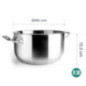 Cacerola sin Tapa 40 cm Acero Inoxidable Lacor | Para Todo Tipo de Cocinas | Capacidad 19,5 L | Apto para Lavavajillas
