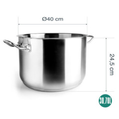 Lacor 40cm Stainless Steel Casserole Dish without Lid | Suitable for All Stovetops | 30.7L Capacity | Dishwasher Safe