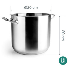 Pentola Lacor in acciaio inox da 20 cm senza coperchio | Adatta a tutti i piani cottura | Capacità 6,2 l | Altezza 20 cm | Lavab