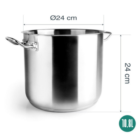 Pentola Lacor in acciaio inox da 24 cm senza coperchio | Adatta a tutti i piani cottura | Capacità 10,8 l | Altezza 24 cm | Lava