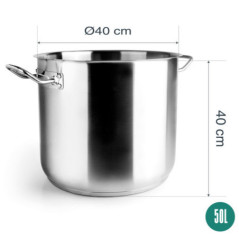 Pentola in acciaio inossidabile Lacor da 40 cm senza coperchio | Adatta a tutti i tipi di fornelli | Capacità 50 litri | Altezza
