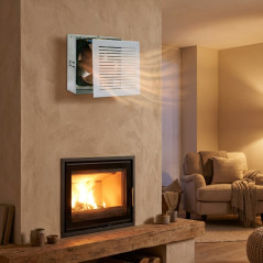 Lüftungsgitter mit Motor 17x17 cm | Motorisiertes Dunstabzugsgitter mit Thermostat für Kamine und Öfen