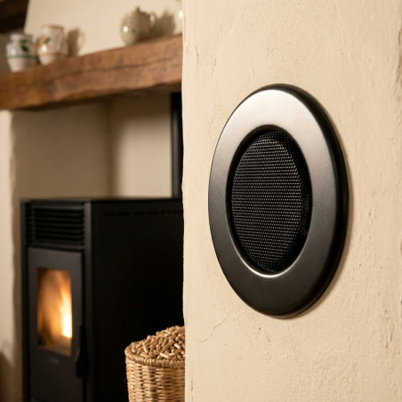 Fixed Ventilation Grille, Special for Pellets, Black, 80 mm Connection, 130 mm Grille