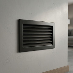 Grille de ventilation fixe avec cadre noir, lamelles et maille 30 x 17 cm | Conduits et air
