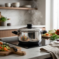 Lacor 22cm Stainless Steel Casserole with Lid | Suitable for All Stovetops | 4L Capacity and 11cm Height | Dishwasher Safe