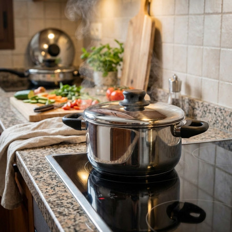 Lacor 24cm Stainless Steel Pot with Lid | Suitable for All Stovetops | 7L Capacity and 15cm Height | Dishwasher Safe