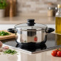 Casserole Lacor 20 cm en acier inoxydable avec couvercle | Compatible tous feux | Capacité 2 L et hauteur 10 cm | Lavable au lav
