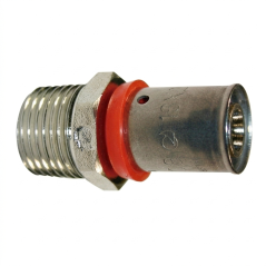 Entroque Macho ¾” para Tubo Multicapa 32 mm para Fontanería | Racor de Prensado para Tubo Multicapa | Conector de Laton