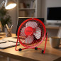Mini Ventilador Sobremesa Silencioso | Ventilador Rojo Pequeño de Metal para Espacios Reducidos de 10 cm | Potencia 2,5W