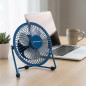 Mini ventilateur de bureau silencieux | Petit ventilateur en métal bleu pour petits espaces, 10 cm | Puissance : 2,5 W
