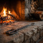 Tenaza de Hierro Antracita 16x4 mm | Pinza para Leña y Carbón en Chimenea y Estufa