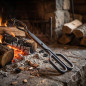 Tenaza de Hierro Antracita 16x4 mm | Pinza para Leña y Carbón en Chimenea y Estufa