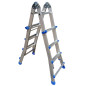 Litan 7+7 step aluminum multi-position metal ladder. Maximum working height 4.49 m