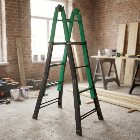 Litan telescopic multi-position metal ladder with 7+7 steps. Maximum working height 3.7 m