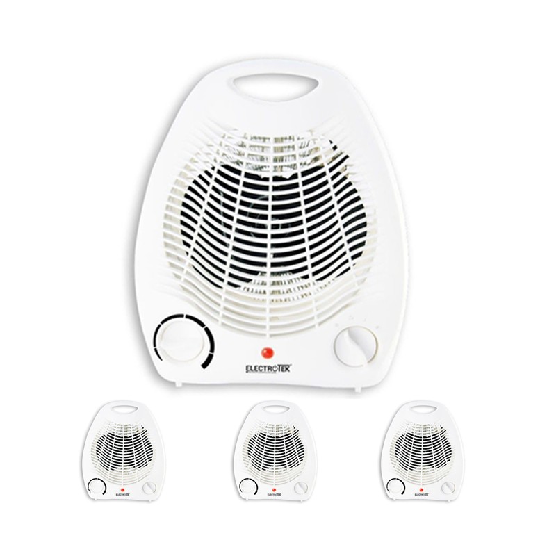 Radiateur électrique 4 x avec deux niveaux de chauffage et un mode ventilation, 1 000 W-2 000 W, ET-TV06, blanc