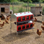 Nid à poules à 16 compartiments, 107 x 81 x 119 cm, avec pieds, fonctionnel et surélevé pour une utilisation en extérieur