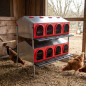 Nid à poules à 16 compartiments, 107 x 81 x 119 cm, avec pieds, fonctionnel et surélevé pour une utilisation en extérieur