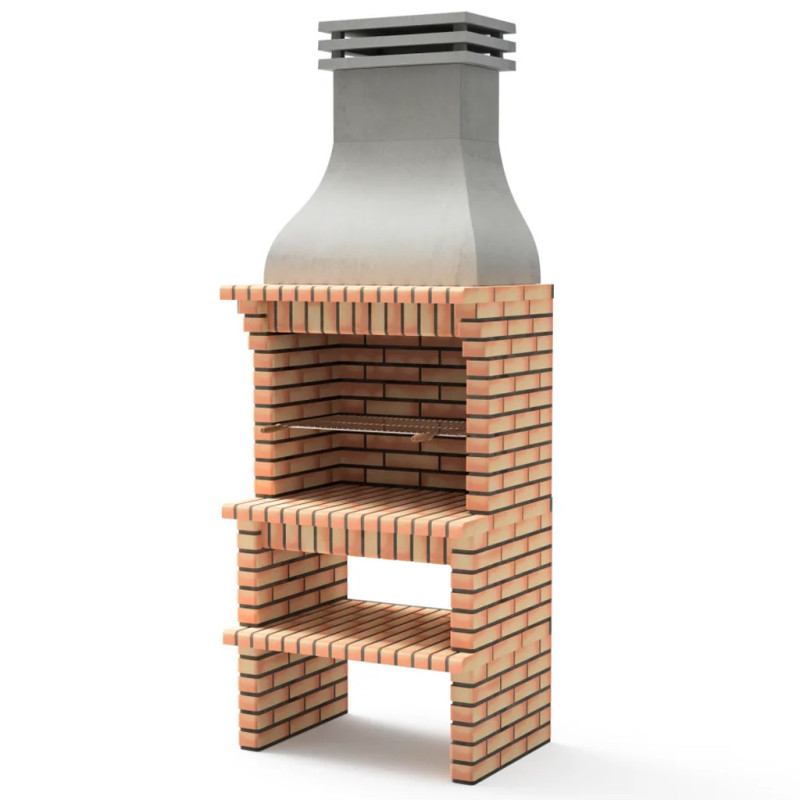 Luxor Einbaugrill (93 x 70 x 255 cm) mit Grillrost (76,5 x 44 cm) | Grill aus Beton, Ziegel und Holz