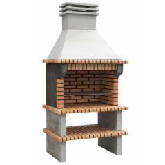 Barbecue encastrable Luxor 120x80x255 cm avec grille de 89x50 cm | Barbecue en béton, brique et bois