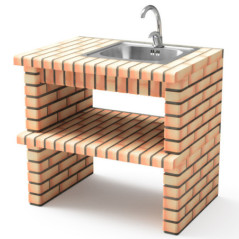 Modulo lavello per barbecue da incasso Luxor 95,5x70x88 cm in mattoni colorati | Base per barbecue da giardino per esterni