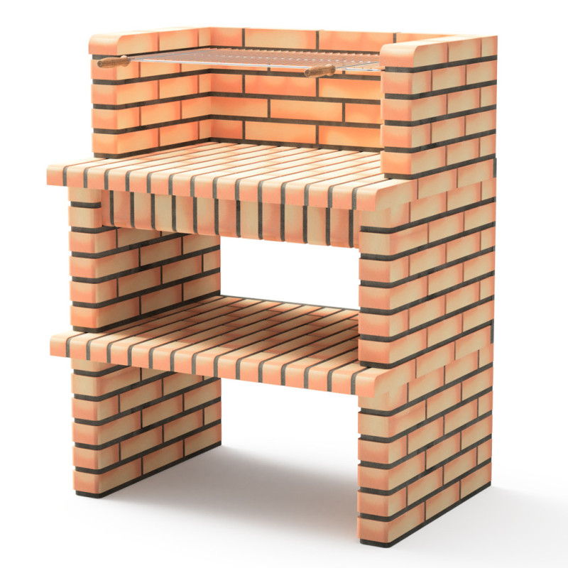 Luxor 93.5x70x120 cm Built-in Barbecue with 76.5x44 cm Grill | Concrete, Brick and Wood Barbecue