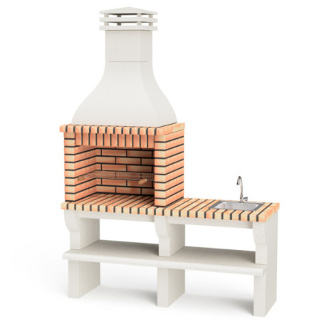 Barbecue Nevada Plus XL in mattoni 166x60x238 cm con griglia 69,5x44 cm | Barbecue in cemento e mattoni con lavello