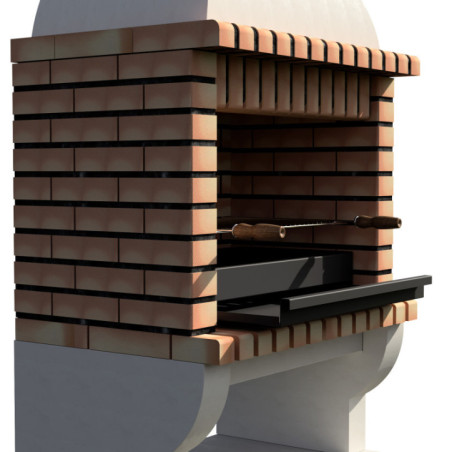 Barbacoa de Obra Nevada Plus XL 166x60x238 cm con Parrilla 69,5x44 cm | Barbacoa de Hormigón y Ladrillo con Fregadero