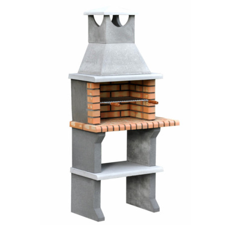 Churrasqueira embutida Luna 95x47x190 cm com grelha de 54x30 cm | Churrasqueira de concreto e tijolo