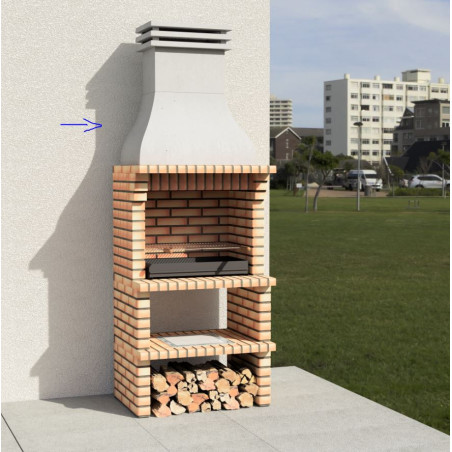 Chimenea Gris para Barbacoa de Obra 84,5x50x50 cm | Turbina de Aire para Salida de Humos