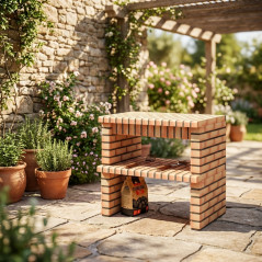 Module barbecue Luxor Construction 94 x 70 x 88 cm en brique teintée | Socle pour barbecue d'extérieur