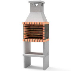 Nice/Zon 62x46x186 cm gemauerter Grill mit 51x35 cm Grillrost | Gartengrill aus Beton und Ziegeln